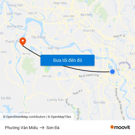 Phường Văn Miếu to Sơn Đà map