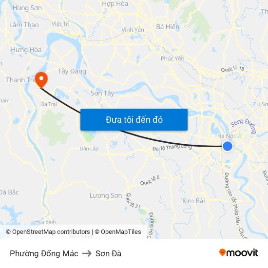 Phường Đống Mác to Sơn Đà map