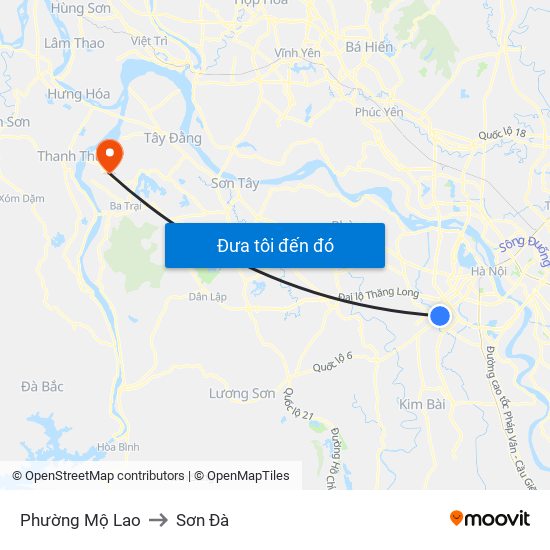 Phường Mộ Lao to Sơn Đà map