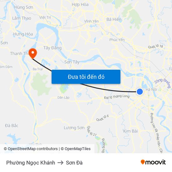 Phường Ngọc Khánh to Sơn Đà map