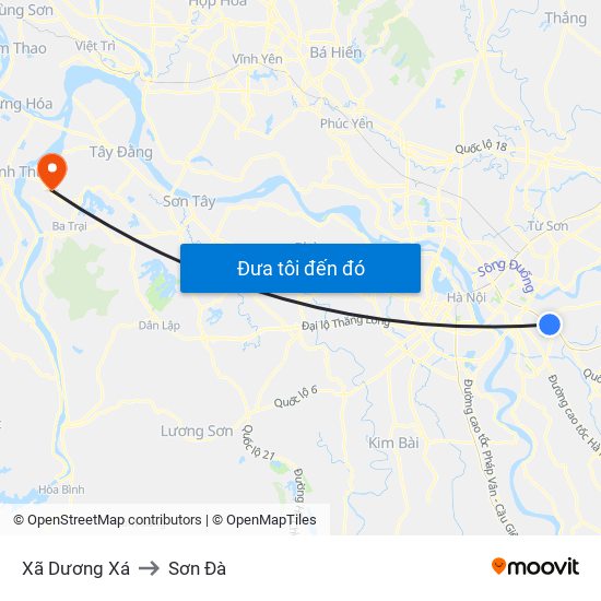 Xã Dương Xá to Sơn Đà map