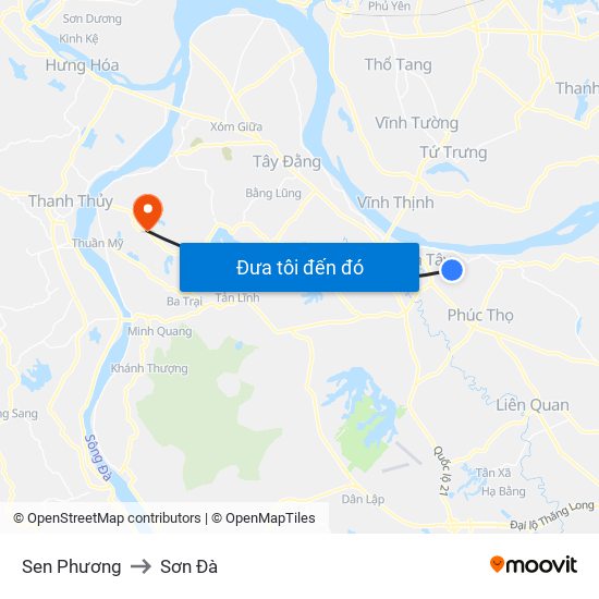 Sen Phương to Sơn Đà map
