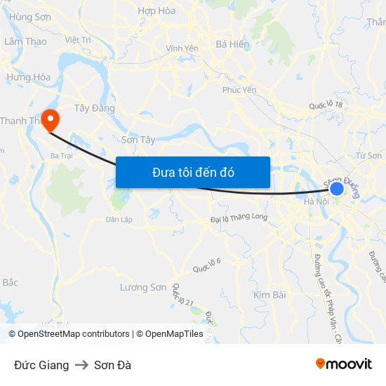 Đức Giang to Sơn Đà map