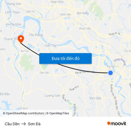 Cầu Dền to Sơn Đà map