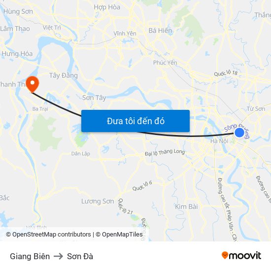 Giang Biên to Sơn Đà map