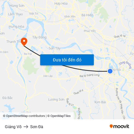 Giảng Võ to Sơn Đà map