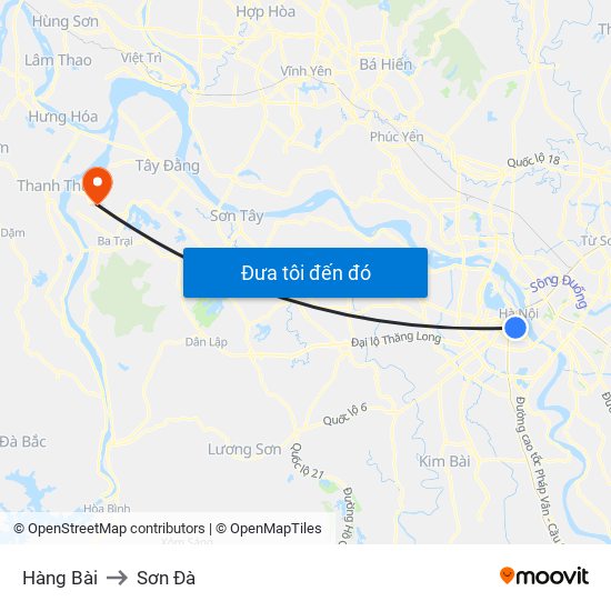 Hàng Bài to Sơn Đà map