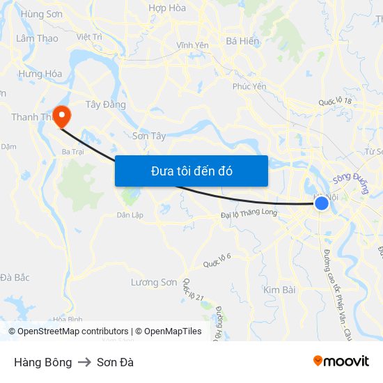 Hàng Bông to Sơn Đà map
