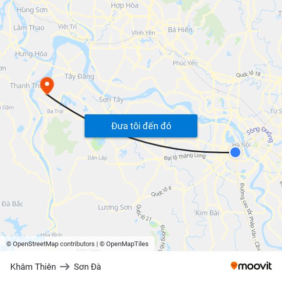 Khâm Thiên to Sơn Đà map