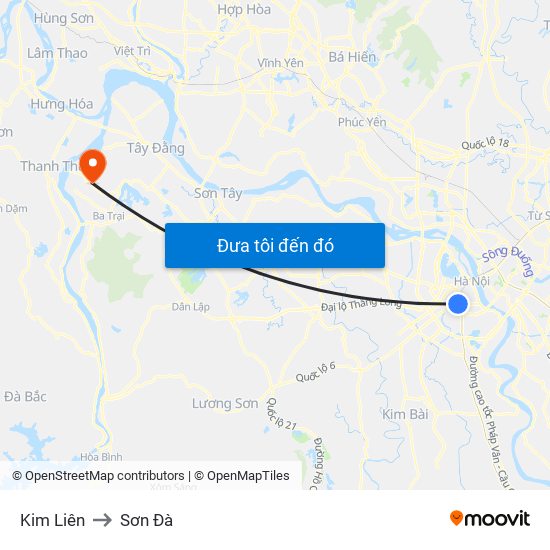 Kim Liên to Sơn Đà map
