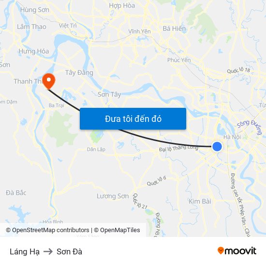 Láng Hạ to Sơn Đà map