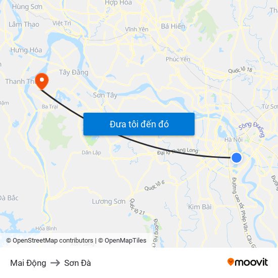 Mai Động to Sơn Đà map