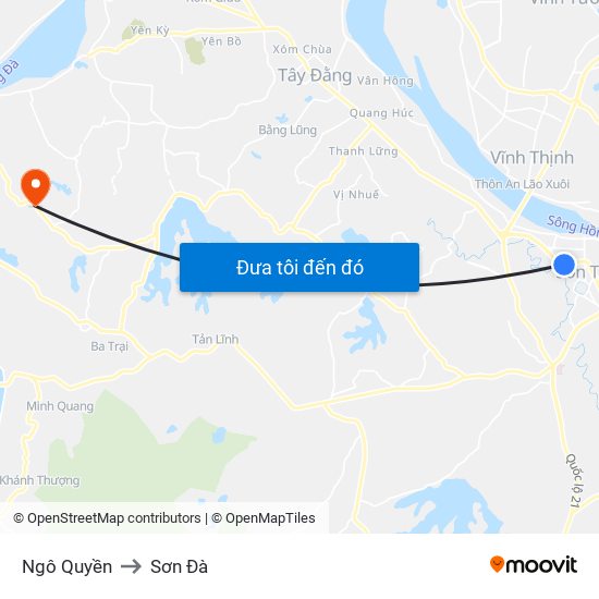 Ngô Quyền to Sơn Đà map