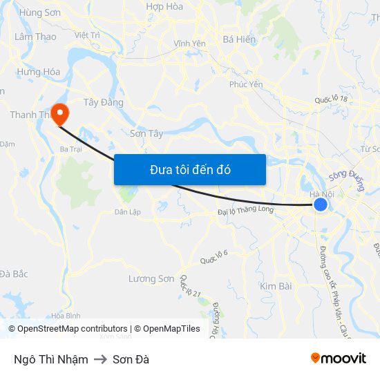 Ngô Thì Nhậm to Sơn Đà map