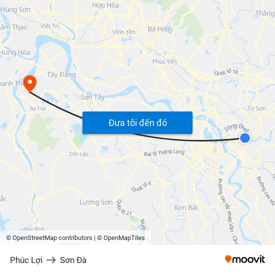 Phúc Lợi to Sơn Đà map