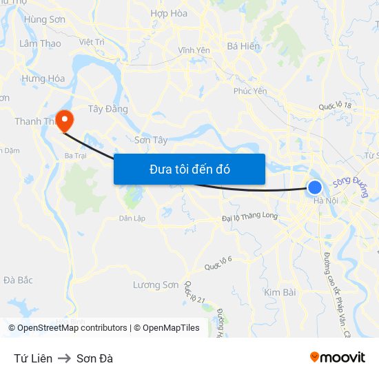 Tứ Liên to Sơn Đà map