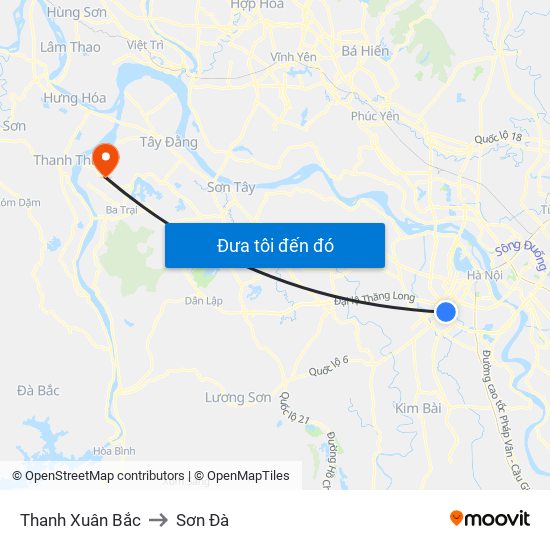 Thanh Xuân Bắc to Sơn Đà map