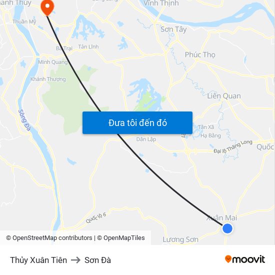 Thủy Xuân Tiên to Sơn Đà map