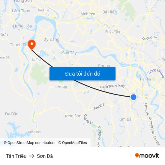 Tân Triều to Sơn Đà map