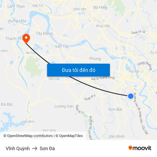 Vĩnh Quỳnh to Sơn Đà map