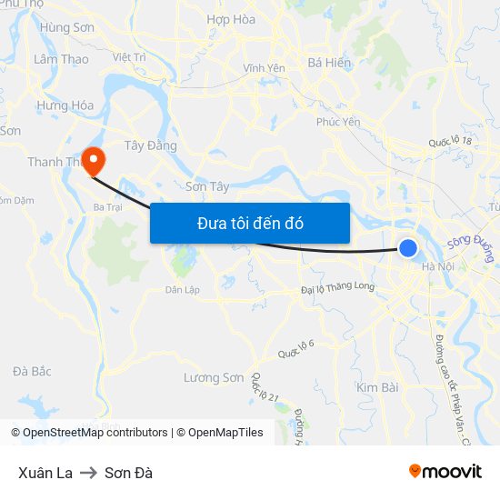 Xuân La to Sơn Đà map