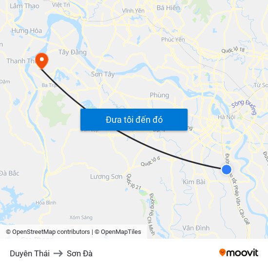 Duyên Thái to Sơn Đà map