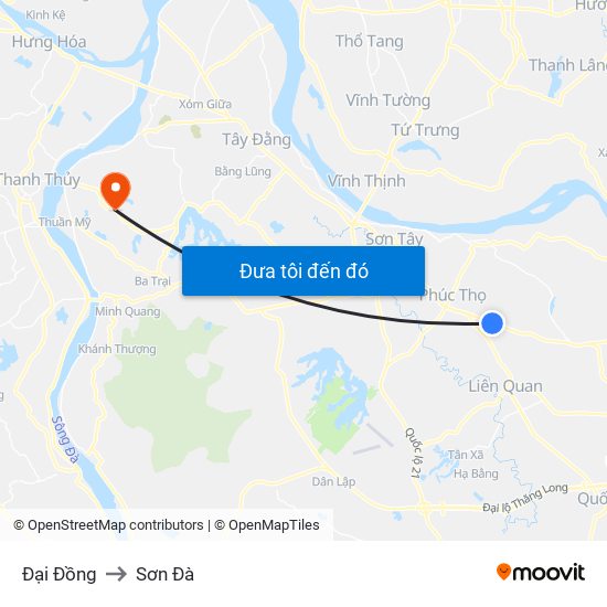 Đại Đồng to Sơn Đà map