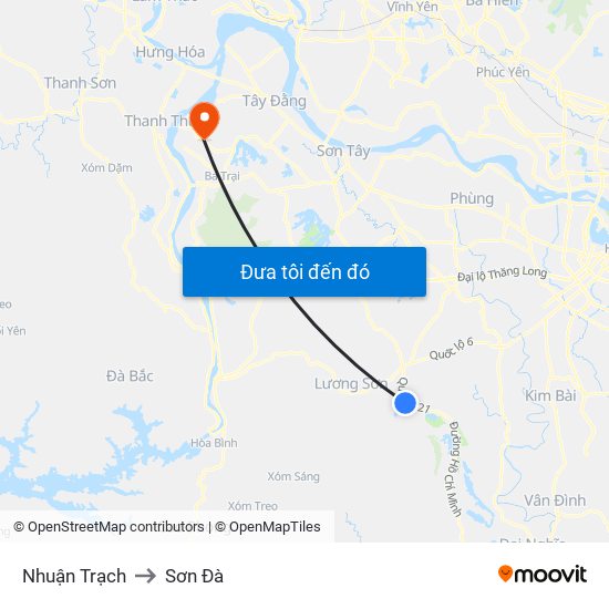 Nhuận Trạch to Sơn Đà map