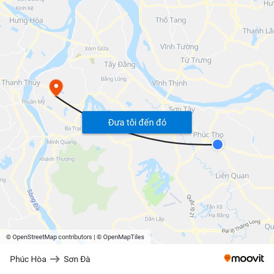 Phúc Hòa to Sơn Đà map