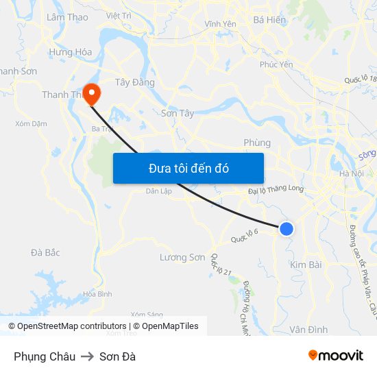 Phụng Châu to Sơn Đà map