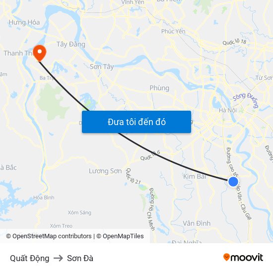 Quất Động to Sơn Đà map