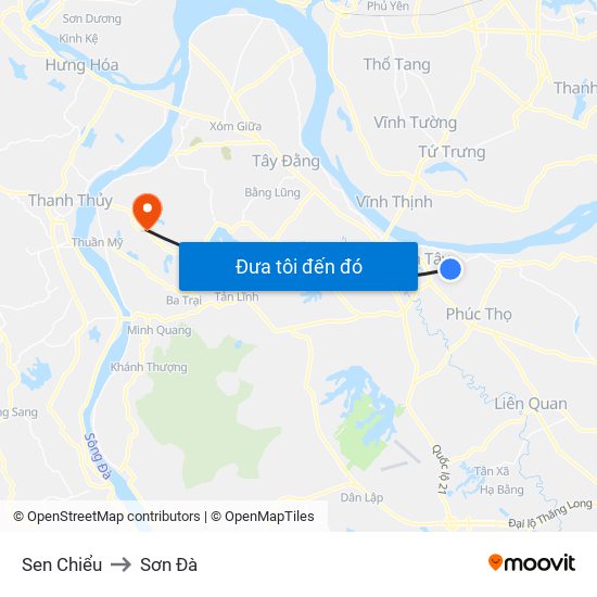 Sen Chiểu to Sơn Đà map