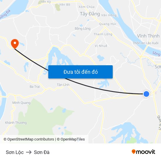 Sơn Lộc to Sơn Đà map