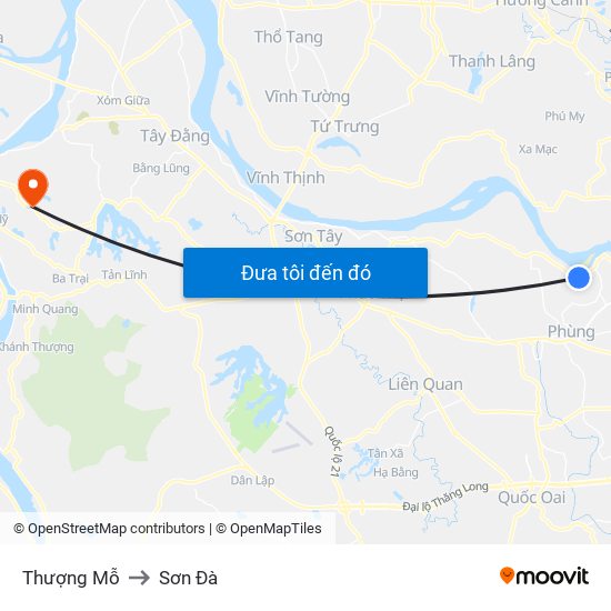 Thượng Mỗ to Sơn Đà map
