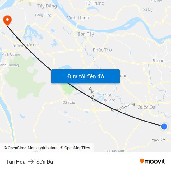 Tân Hòa to Sơn Đà map