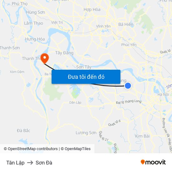 Tân Lập to Sơn Đà map