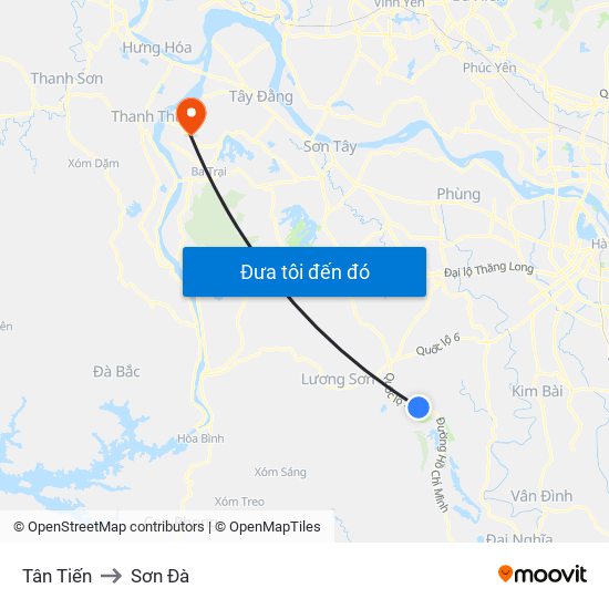 Tân Tiến to Sơn Đà map