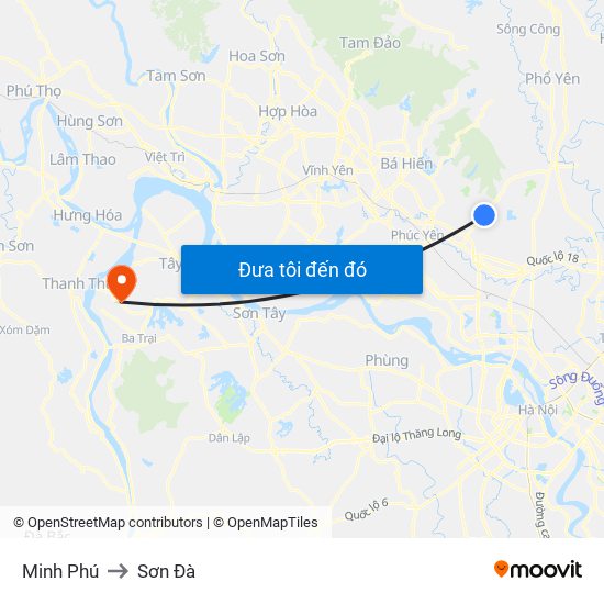 Minh Phú to Sơn Đà map