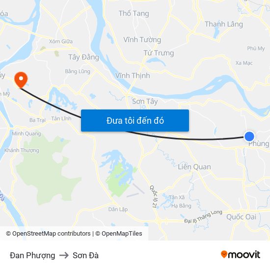 Đan Phượng to Sơn Đà map