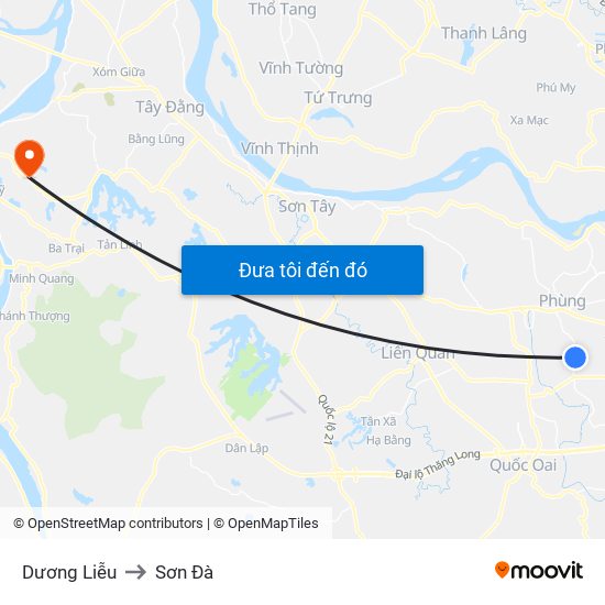 Dương Liễu to Sơn Đà map