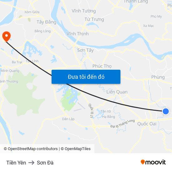 Tiền Yên to Sơn Đà map