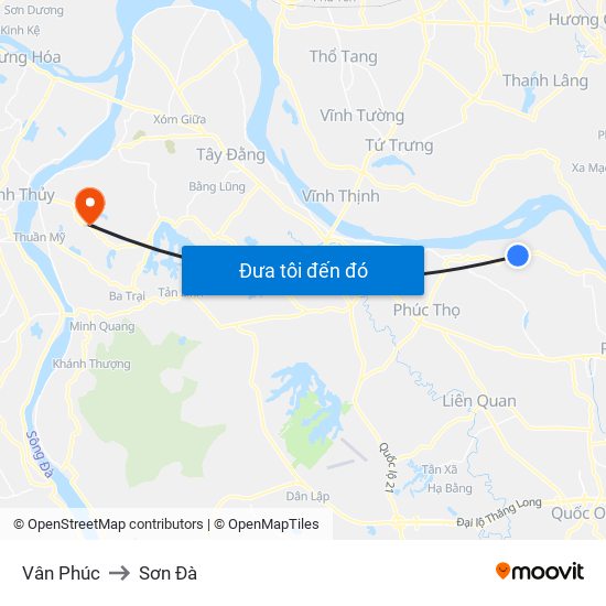 Vân Phúc to Sơn Đà map