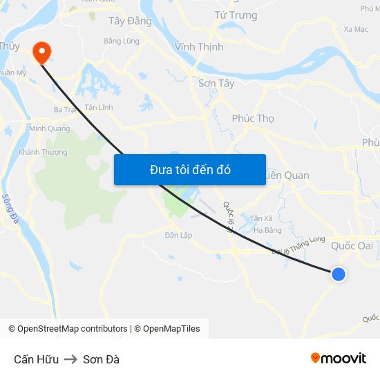 Cấn Hữu to Sơn Đà map