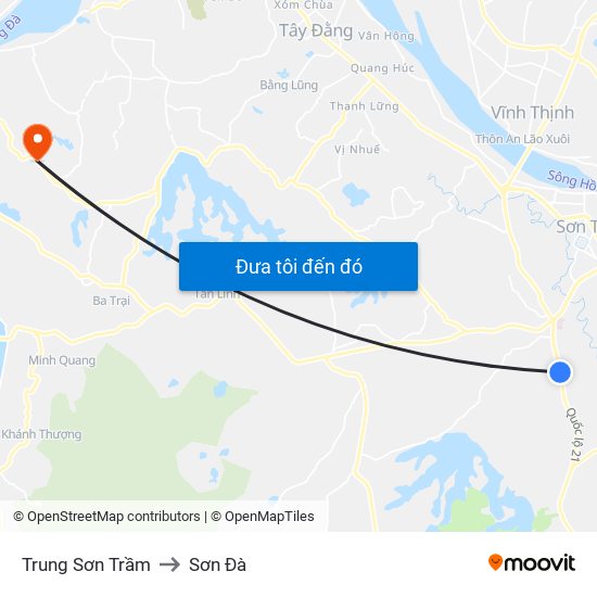 Trung Sơn Trầm to Sơn Đà map