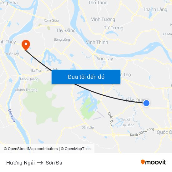Hương Ngải to Sơn Đà map