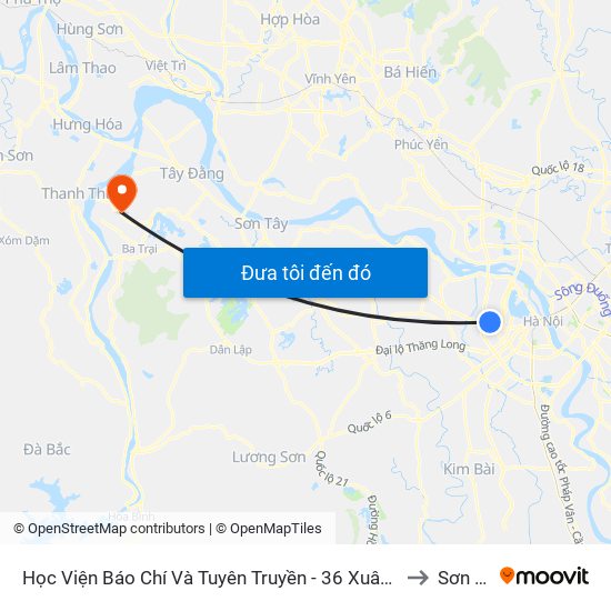 Học Viện Báo Chí Và Tuyên Truyền - 36 Xuân Thủy to Sơn Đà map