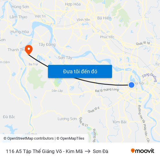 116 A5 Tập Thể Giảng Võ - Kim Mã to Sơn Đà map