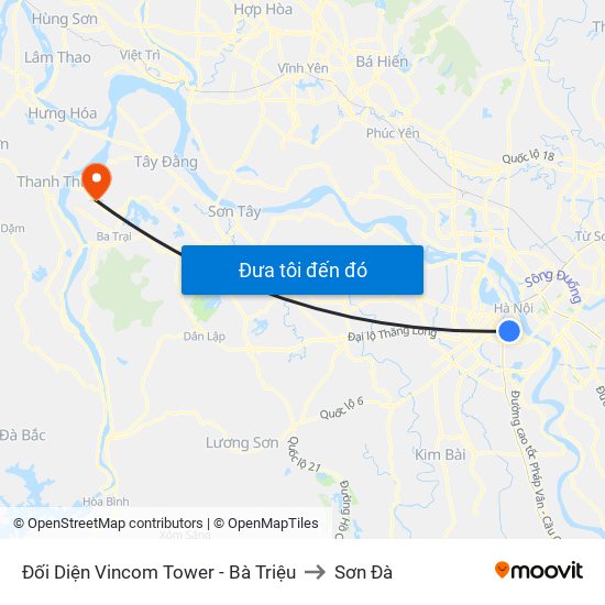 Đối Diện Vincom Tower - Bà Triệu to Sơn Đà map