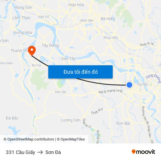 331 Cầu Giấy to Sơn Đà map