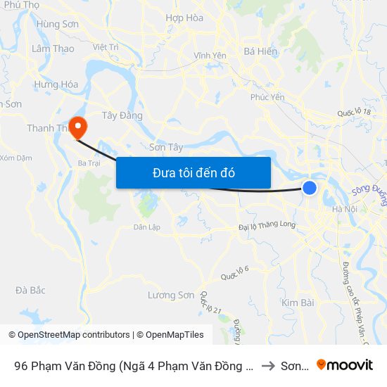 96 Phạm Văn Đồng (Ngã 4 Phạm Văn Đồng - Xuân Đỉnh) to Sơn Đà map